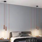 Lampada a sospensione LED cilindrica in legno di quercia minimalista moderna per soggiorno e camera da letto