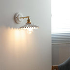 Applique da parete in ceramica vintage tradizionale rotonda in ottone con 1 luce per soggiorno