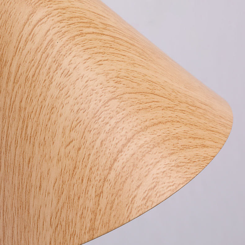 Applique da parete in ferro con braccio a sospensione a cono nordico contemporaneo in legno 1 luce per camera da letto