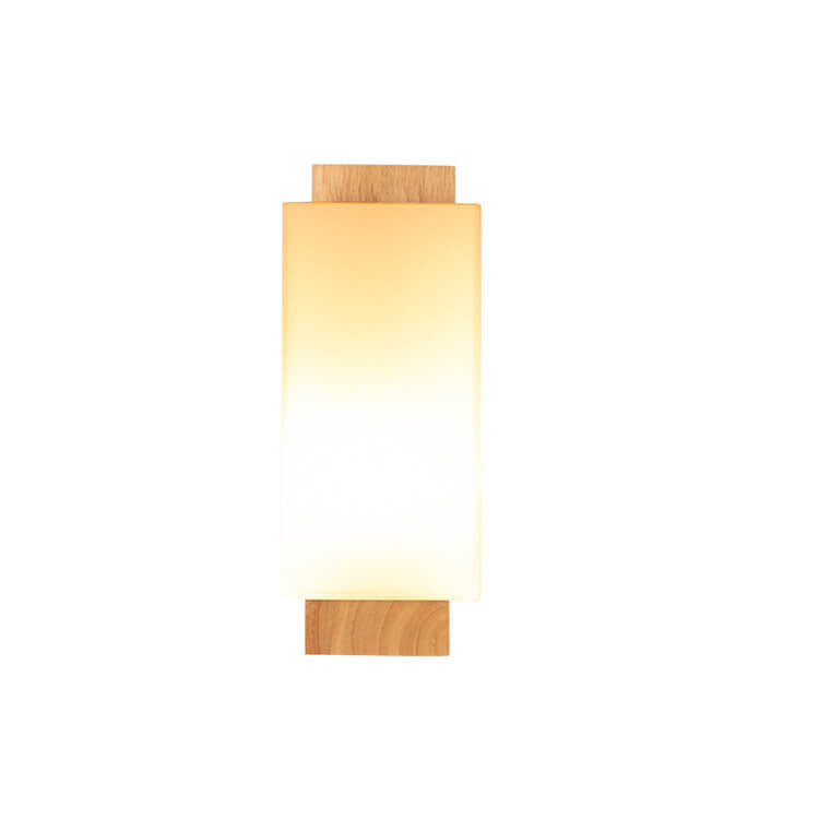 Applique da parete con colonna in vetro quadrata in legno massello minimalista moderno a 1 luce