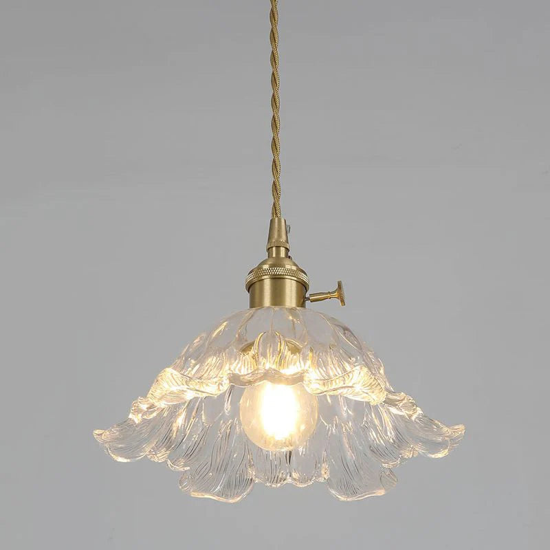 Lampada a Sospensione in Vetro e Ottone Ambra Nordico
