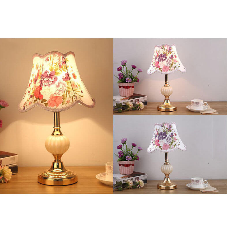 Lampada da Tavolo in Vetro Vintage Florale Nordico con 1 Luce