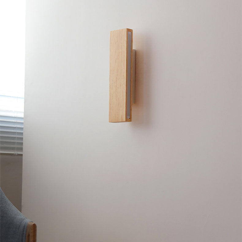 Applique da Parete Lampada LED Acrilico in Legno Massello Rettangolare Piatto Rotabile Nordico Contemporaneo