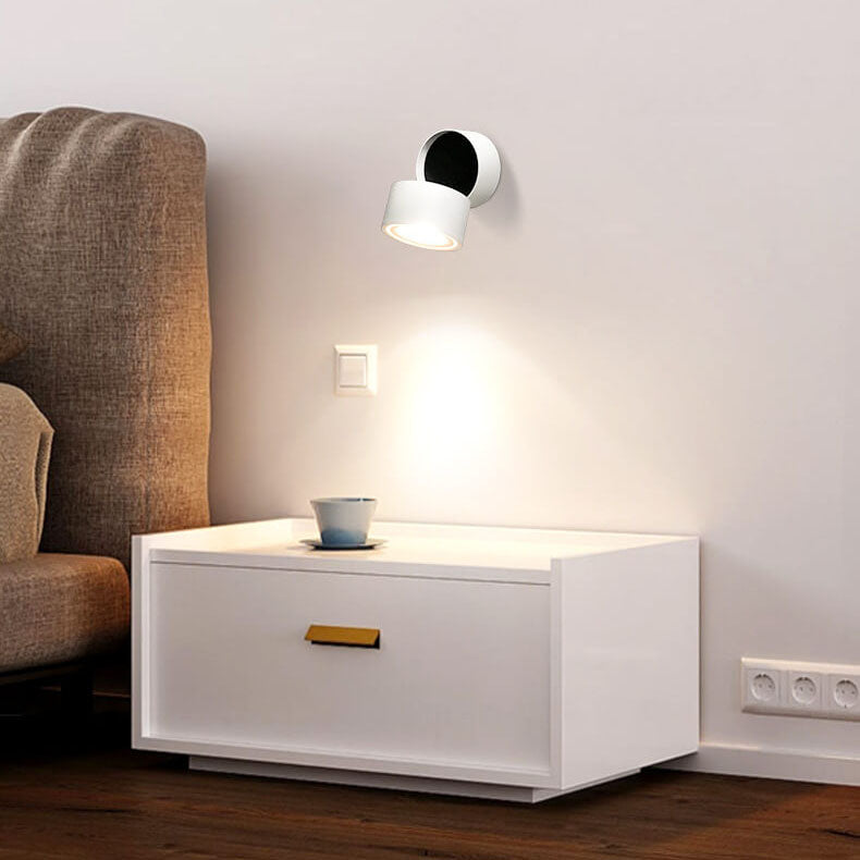 Lampada da parete LED rotonda in alluminio pieghevole e rotante minimalista moderna per soggiorno e camera da letto