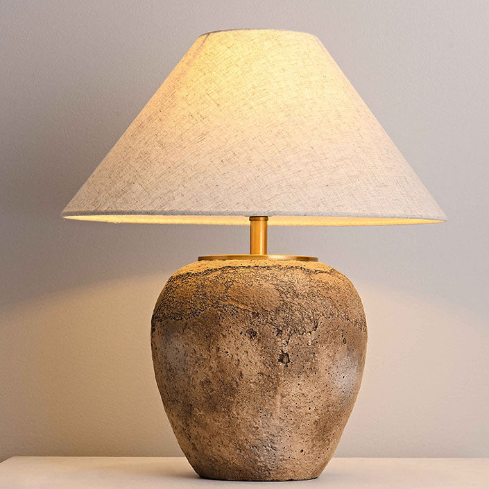 Lampada da Tavolo in Ceramica con Cono in Tessuto Moderno Shabby Chic per Camera da Letto