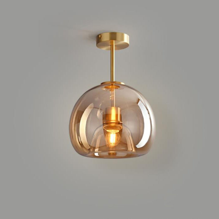 Lampada da soffitto semi-incassata in vetro e ferro a sfera, stile nordico contemporaneo, 1 luce per soggiorno