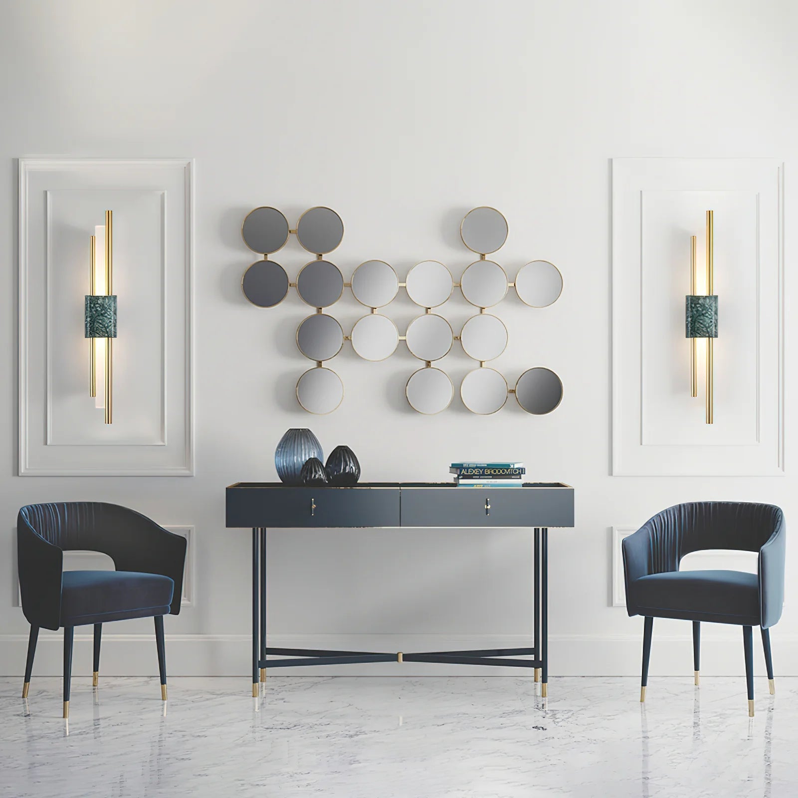 Applique da Parete in Marmo con Barre Cilindriche Classiche