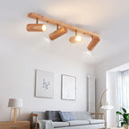 Faretto da soffitto minimalista giapponese in legno massello con 1/3/4 luci