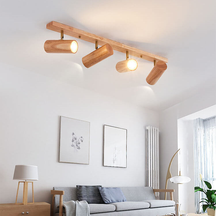 Faretto da soffitto minimalista giapponese in legno massello con 1/3/4 luci