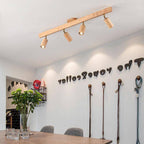 Moderna Illuminazione a Binario in Legno Massello e Metallo LED Semi-Incastro per Soggiorno