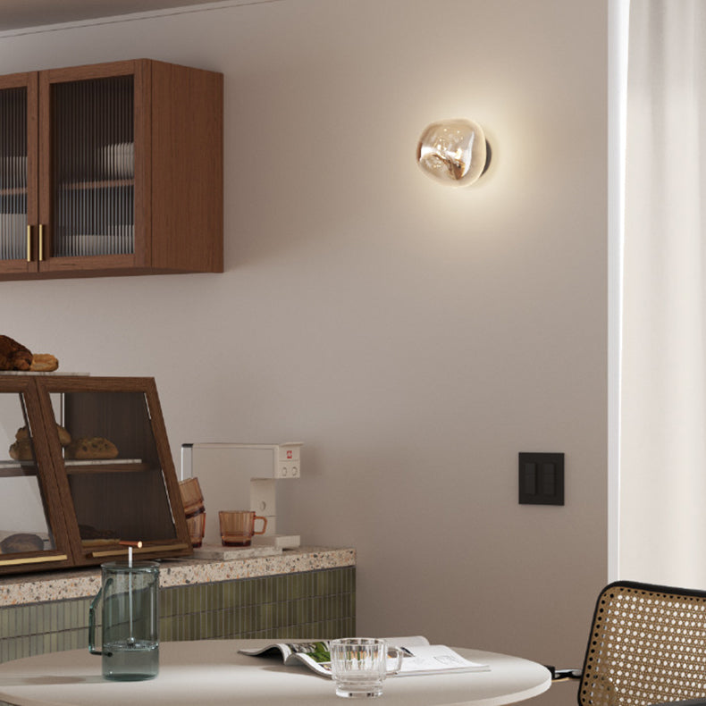 Lampada da parete a sfera irregolare in vetro elettroplaccato minimalista moderna con 1 luce per soggiorno