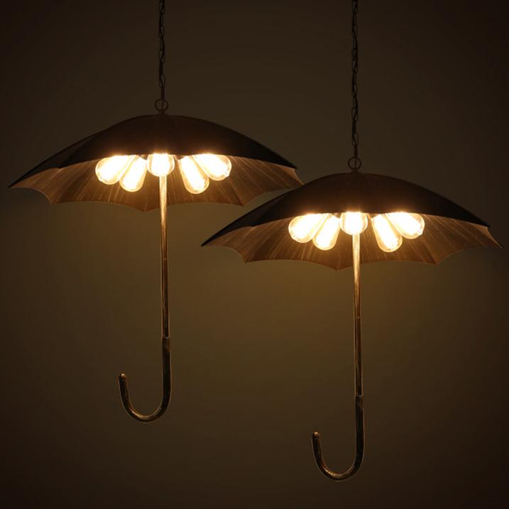 Lampadari a Ombrello in Ferro Industriale Contemporaneo da 5 Luci per Soggiorno