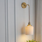 Applique da Parete Lampada in Ottone Lucite Minimalista Retro Giapponese a Cilindro Ovale con 1 Luce