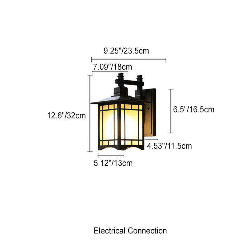 Lampada da parete a 1 luce a forma di padiglione cinese in alluminio solare impermeabile moderna