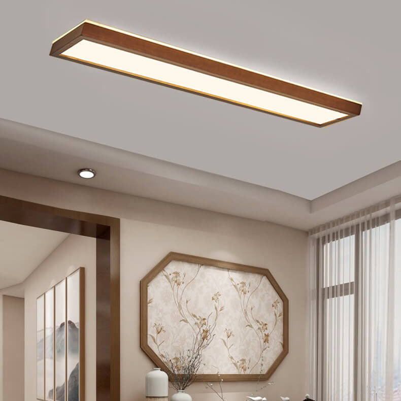 Lampada da soffitto LED rettangolare minimalista giapponese in noce