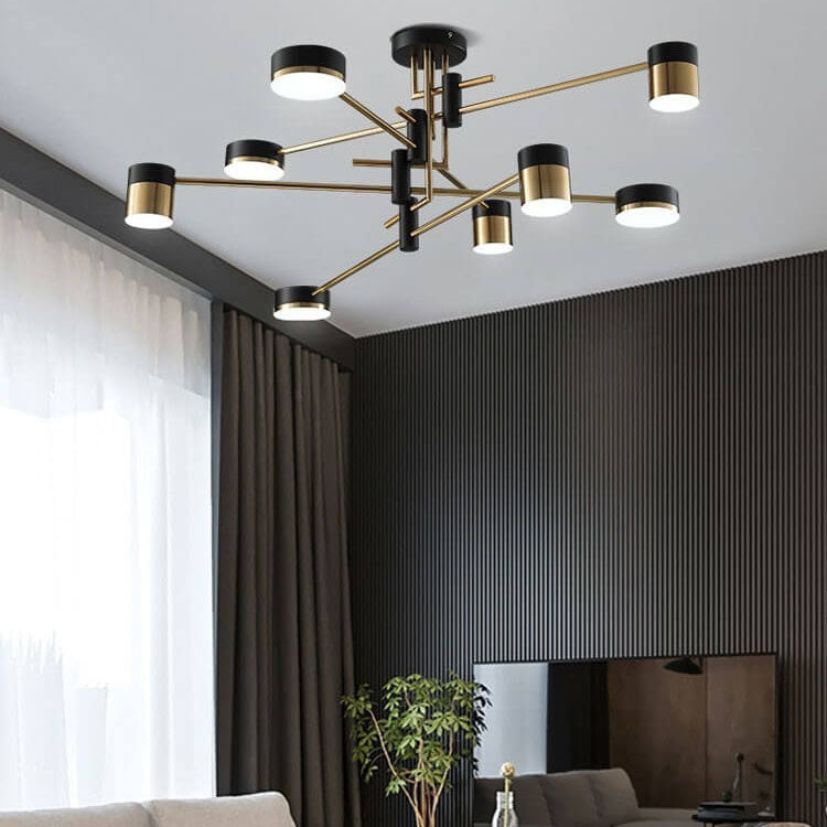Moderno Minimalista Nero Oro Bilanciato 4-8 Luci Semi-Flussante