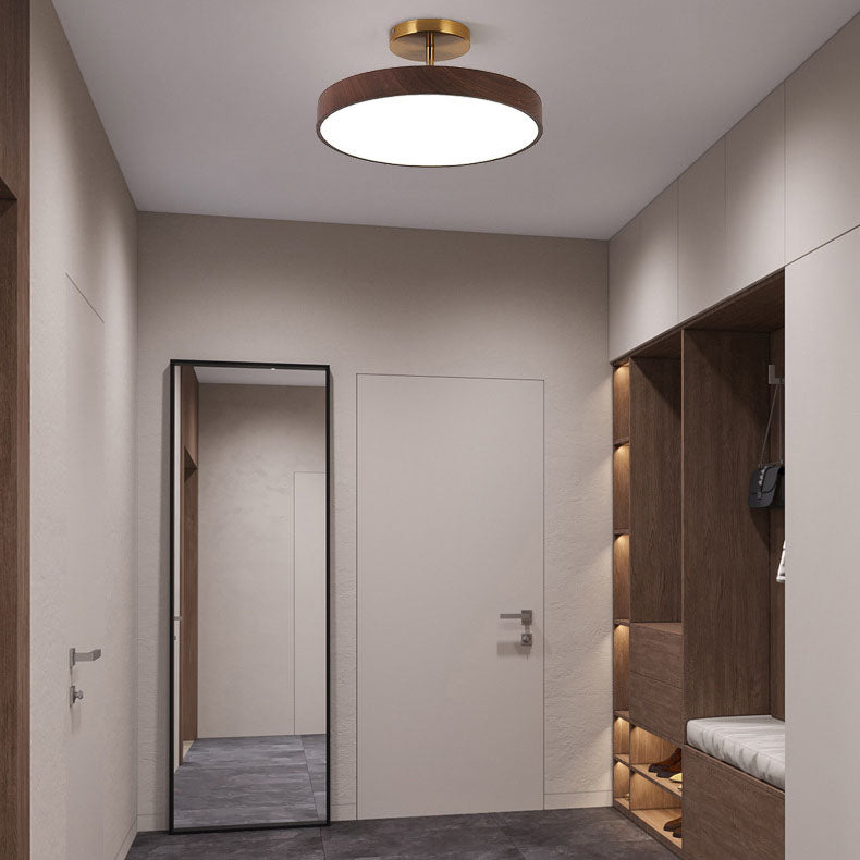 Luce a LED rotonda semi-incassata in legno minimalista giapponese Wabi-sabi