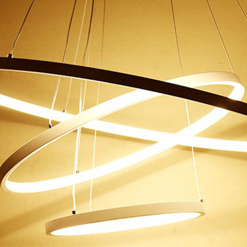 Lampada a Sospensione LED Illuminato Arisha Design Bianco/Nero/Oro Anello Interno Soggiorno/Camera da Letto