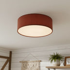 Lampada da soffitto a tamburo in lino per camera moderna