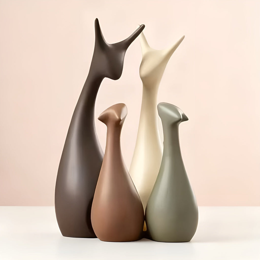 Set di figure decorative Famiglia di lumache (4 pezzi) – Elegante decorazione per soggiorno e scaffale