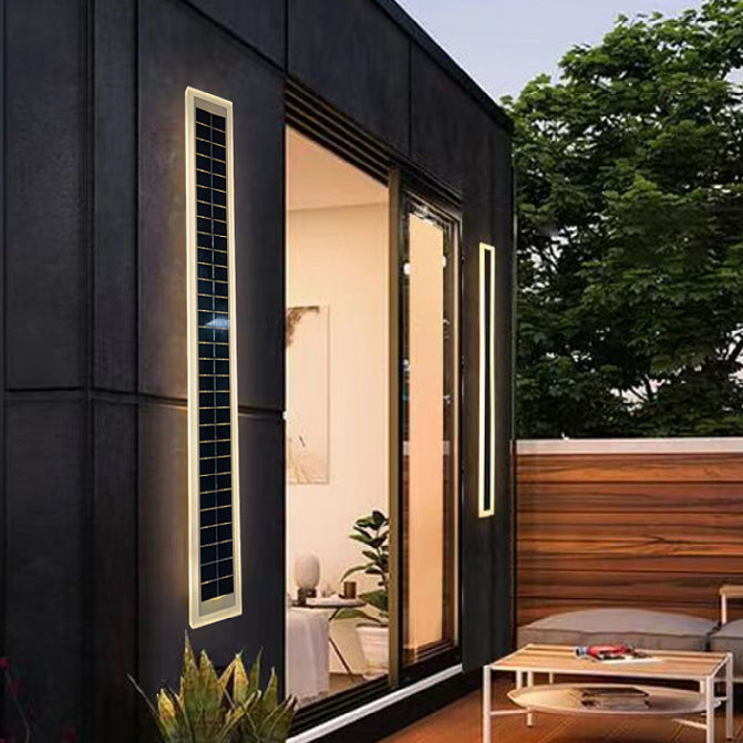 Lampada da Parete LED Solare Rettangolare Impermeabile in Alluminio e Acrilico Minimalista Moderna per Esterni