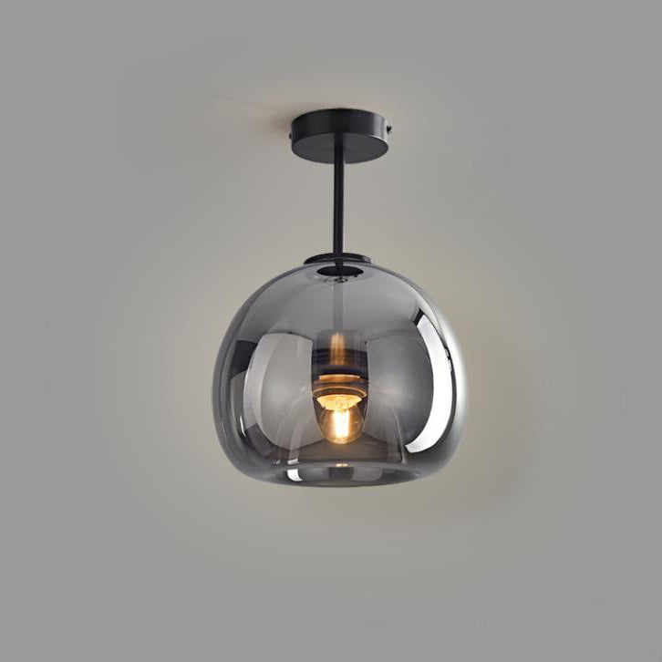 Lampada da soffitto semi-incassata in vetro e ferro a sfera, stile nordico contemporaneo, 1 luce per soggiorno