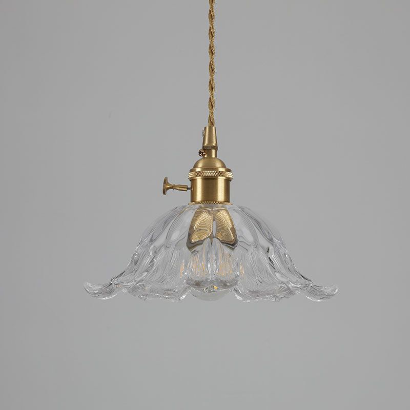 Lampada a Sospensione in Vetro e Ottone Ambra Nordico
