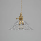 Lampada a Sospensione in Vetro e Ottone Ambra Nordico