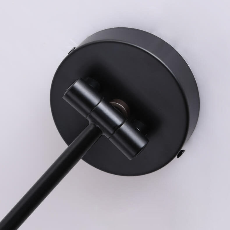Applique da parete in ferro con braccio a sospensione a cono nordico contemporaneo in legno 1 luce per camera da letto