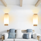 Applique da parete con colonna in vetro quadrata in legno massello minimalista moderno a 1 luce