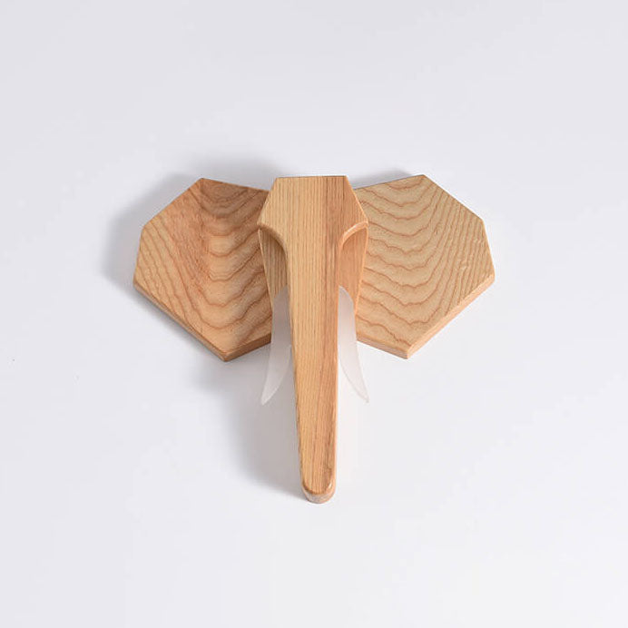 Lampada da parete LED a forma di elefante in legno massello creativo nordico