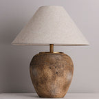 Lampada da Tavolo in Ceramica con Cono in Tessuto Moderno Shabby Chic per Camera da Letto