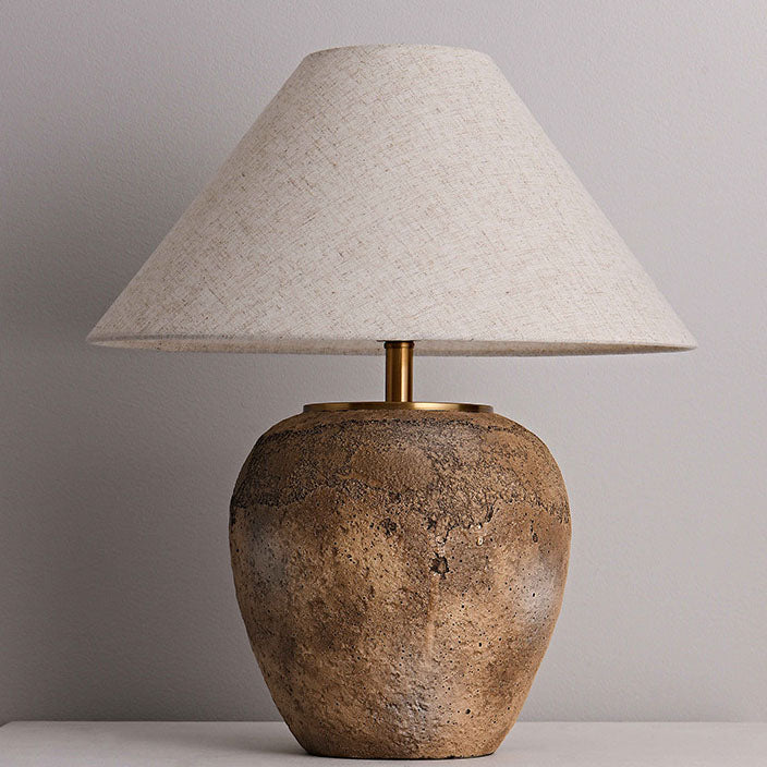 Lampada da Tavolo in Ceramica con Cono in Tessuto Moderno Shabby Chic per Camera da Letto