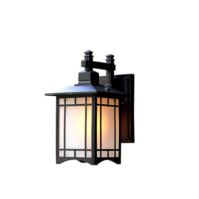 Lampada da parete a 1 luce a forma di padiglione cinese in alluminio solare impermeabile moderna