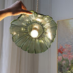 Lampada a Sospensione in Vetro di Rame con Girasole in Stile Art Deco Moderna per Soggiorno