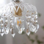Lampadario Vintage in Rame con Cristalli Floreali | 1 Luce