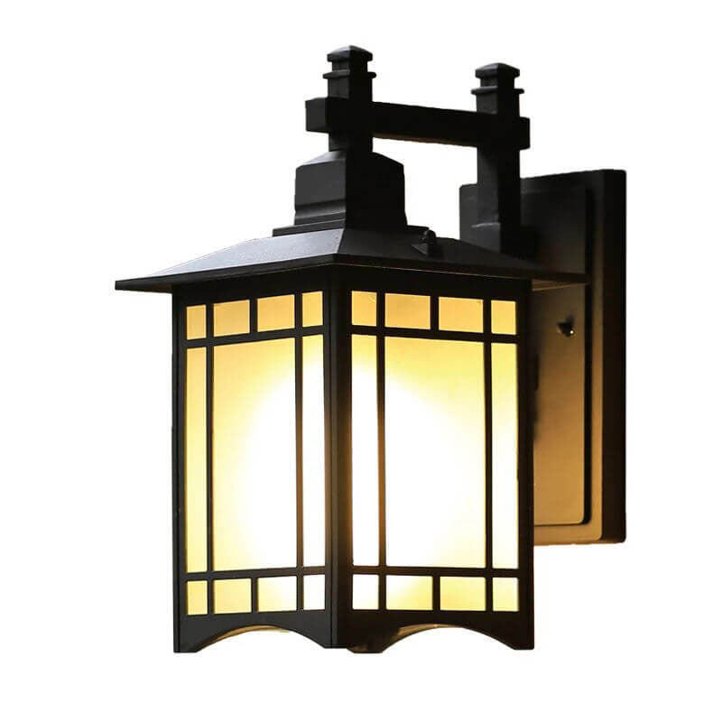 Lampada da parete a 1 luce a forma di padiglione cinese in alluminio solare impermeabile moderna