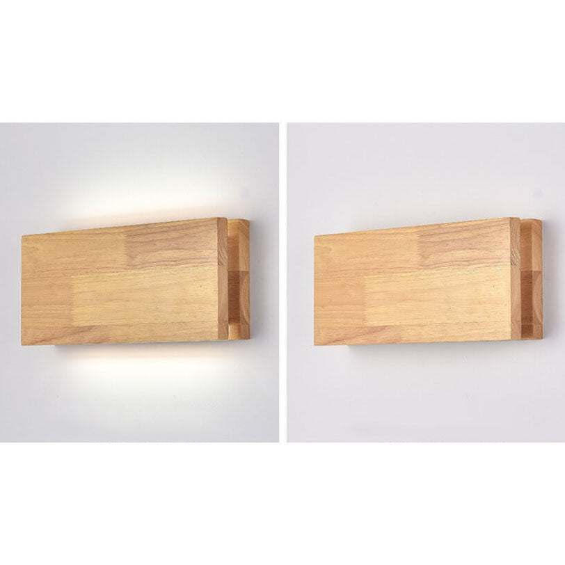 Lampada da Parete LED Rettangolare in Legno Wabi-sabi Giapponese