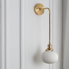 Applique da Parete Lampada in Ottone Lucite Minimalista Retro Giapponese a Cilindro Ovale con 1 Luce