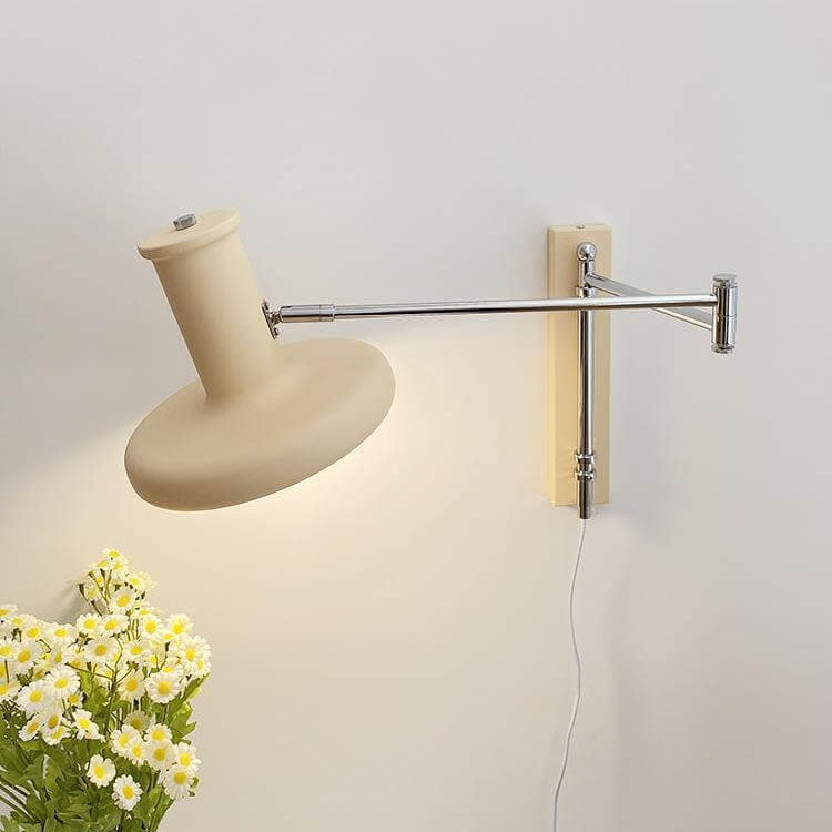 Applique da muro in stile nordico minimalista beige con braccio oscillante e 1 luce
