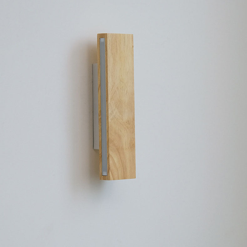 Applique da Parete Lampada LED Acrilico in Legno Massello Rettangolare Piatto Rotabile Nordico Contemporaneo