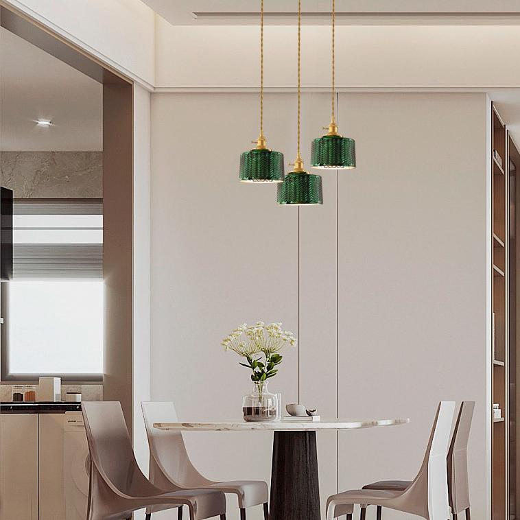 Lampadario Isola in Vetro Verde Vintage Nordico con 1/2/3 Luci