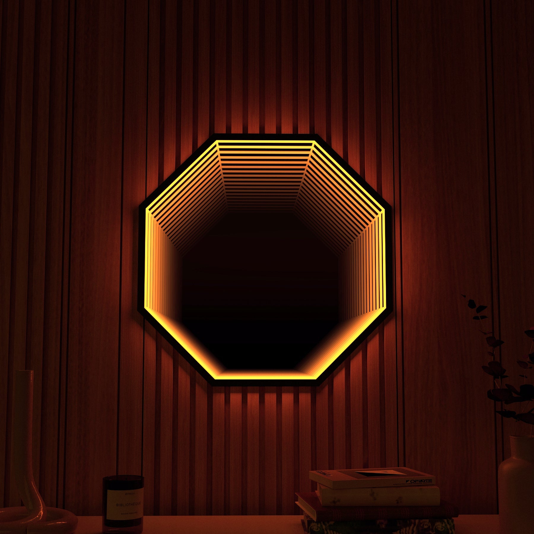 Specchio Luminoso Ottagonale 3D