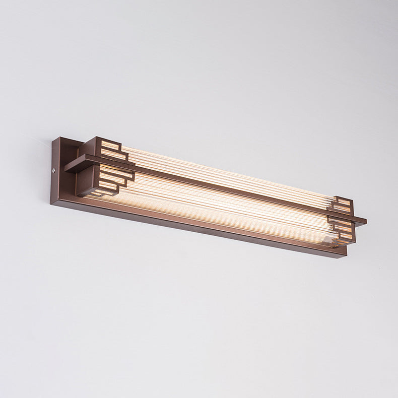 Lampada da Parete LED in Vetro Impermeabile in Acciaio Inossidabile Rettangolare Cinese Tradizionale per Esterni