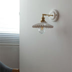 Applique da parete in ceramica vintage tradizionale rotonda in ottone con 1 luce per soggiorno