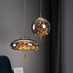Lampadario Pendente Contemporaneo Scandinavo in Vetro Ovale a Cilindro per Camera da Letto