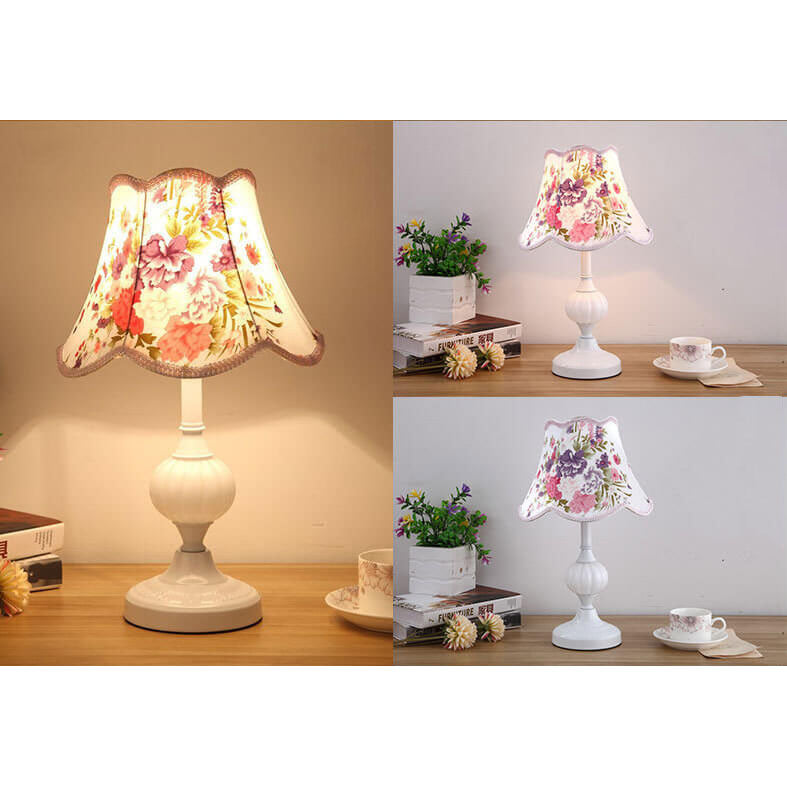 Lampada da Tavolo in Vetro Vintage Florale Nordico con 1 Luce