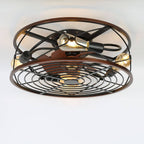 Moderno Nordic Industrial Lampada a Soffitto con Ventilatore Invisibile in Ferro Battuto a Cilindro con 4 Luci per Soggiorno