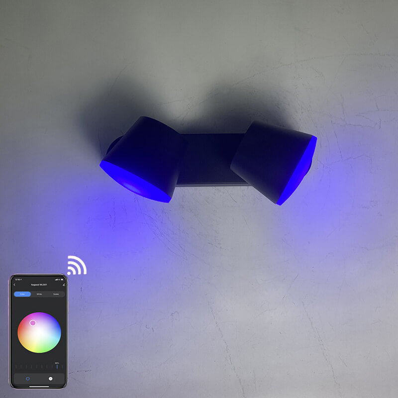 Applique da Esterno a LED Regolabile in Alluminio Industriale Contemporaneo con Doppia Testa Impermeabile per Patio