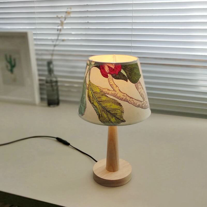 Lampada da Tavolo Moderna Minimalista in Legno Cotone Lino Carta Petalo PVC con 1 Luce per Soggiorno